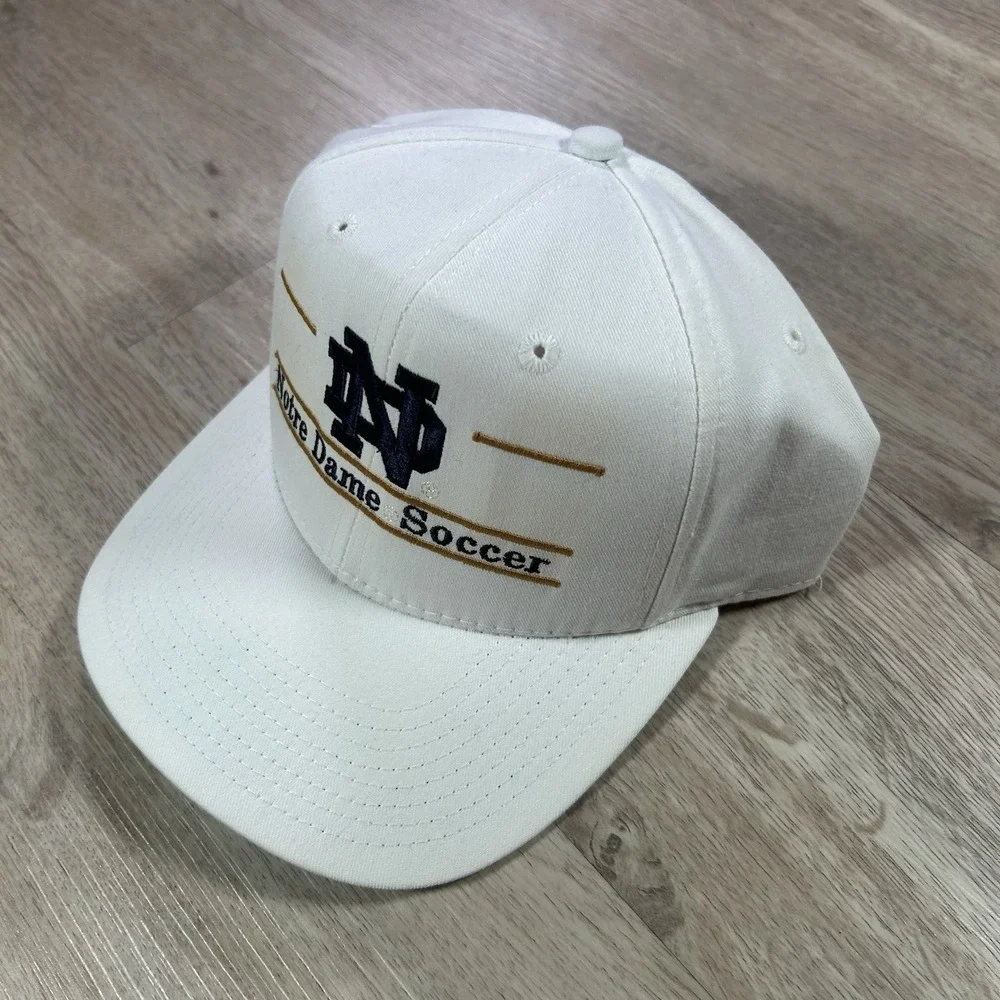 VTG Notre Dame Fighting Irish Soccer Snapback Hat College White Bar Line Cap USA